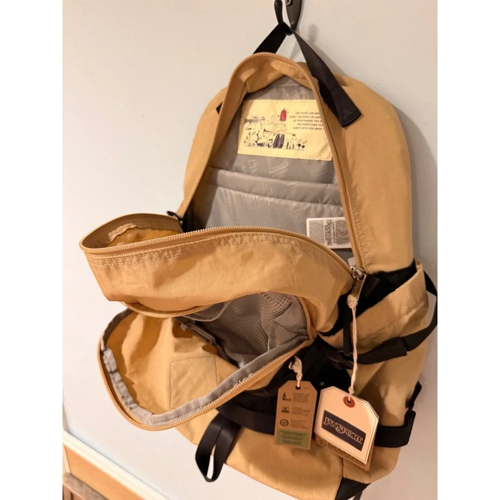 JanSport Small Seattle Pack Travertine Tan Black Laptop Backpack JS0A85VU7R5